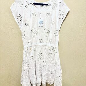 Blue Island White Eyelet Beach Dress Size Medium NWT
